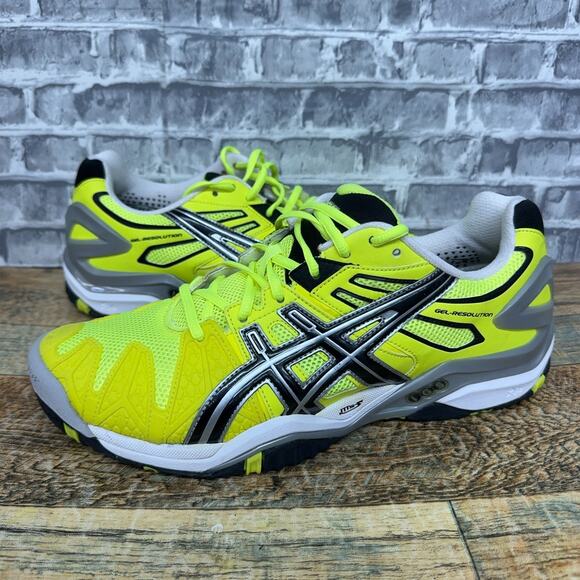 Asics Gel Resolution 5 All Court Shoes Yellow Gray Men's Size 10.5 Rare - Picture 1 of 12